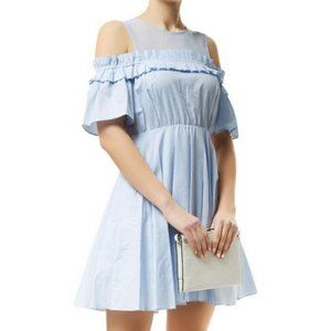 Sandro | Blue Smocky Cold Shoulder Dress